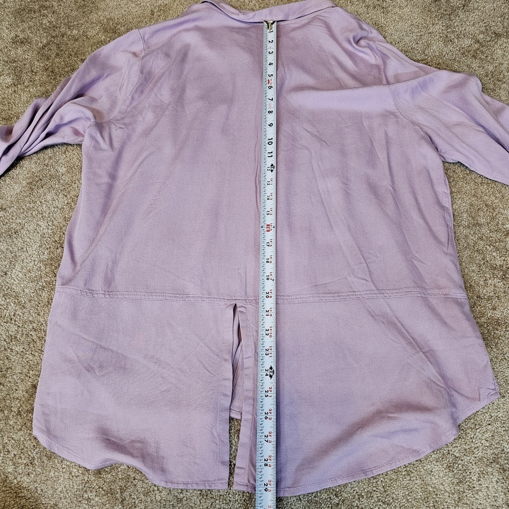 BeachLunchLounge Button Front Blouse Women's XL Purple Long Sleeve 100% Viscose - Picture 6 of 6